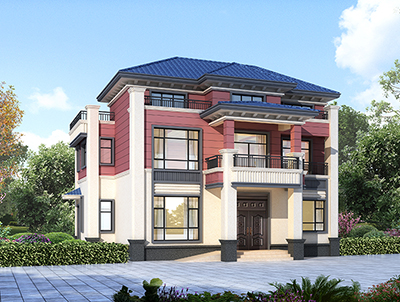 三層樓房設(shè)計圖農(nóng)村 自建帶陽臺BZ3576-新中式風(fēng)格